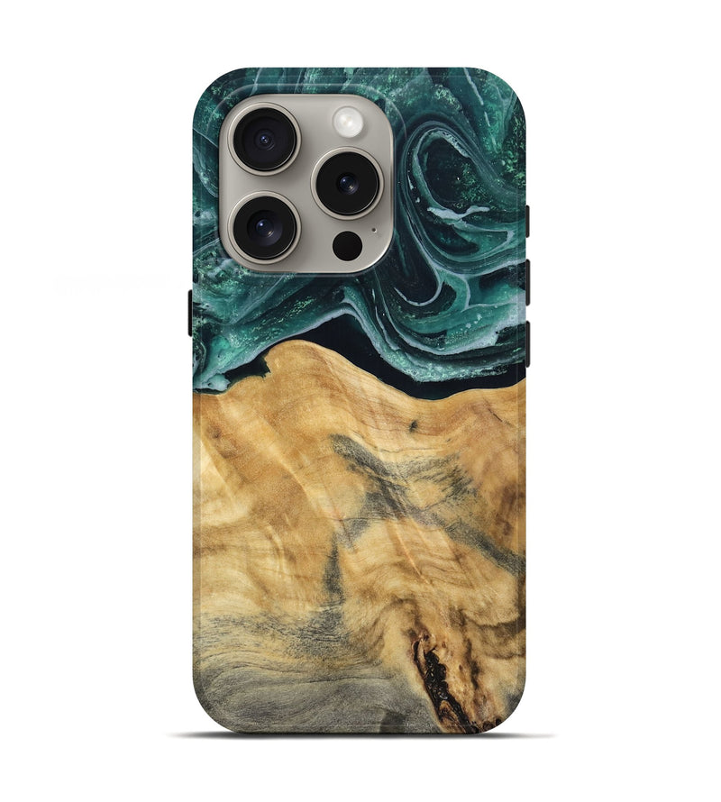 iPhone 16 Pro Wood Live Edge Phone Case - Eda (Green, 802426)