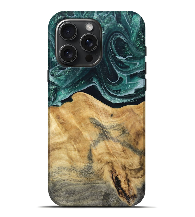 iPhone 16 Pro Max Wood Live Edge Phone Case - Eda (Green, 802426)