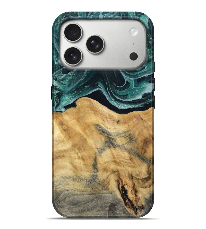iPhone 17 Pro Max Wood Live Edge Phone Case - Eda (Green, 802426)