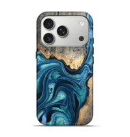 iPhone 17 Pro Wood Live Edge Phone Case - Hailey (Blue, 802427)