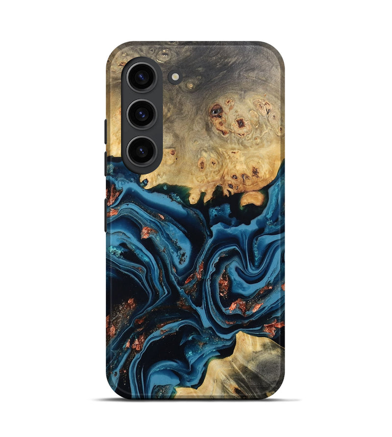 Galaxy S23 Wood Live Edge Phone Case - Mason (Teal & Gold, 802430)