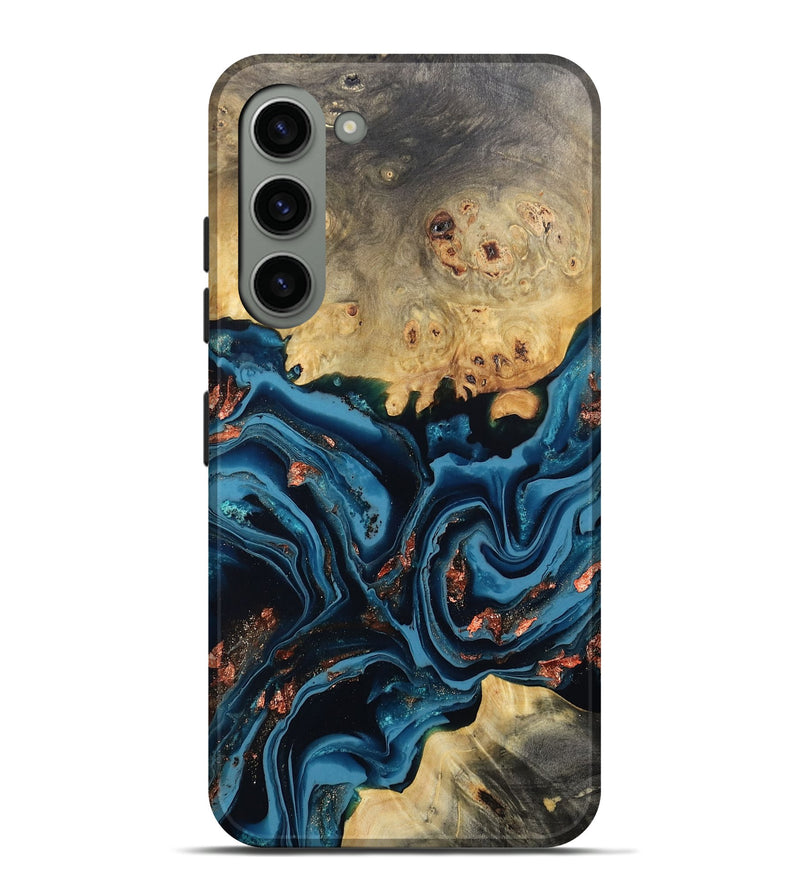 Galaxy S23 Plus Wood Live Edge Phone Case - Mason (Teal & Gold, 802430)