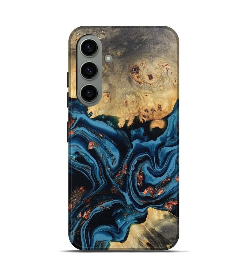 Galaxy S24 Wood Live Edge Phone Case - Mason (Teal & Gold, 802430)