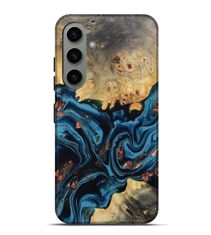 Galaxy S24 Plus Wood Live Edge Phone Case - Mason (Teal & Gold, 802430)