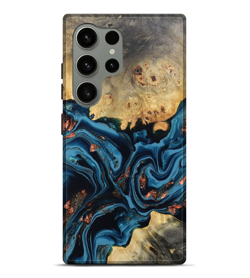 Galaxy S24 Ultra Wood Live Edge Phone Case - Mason (Teal & Gold, 802430)