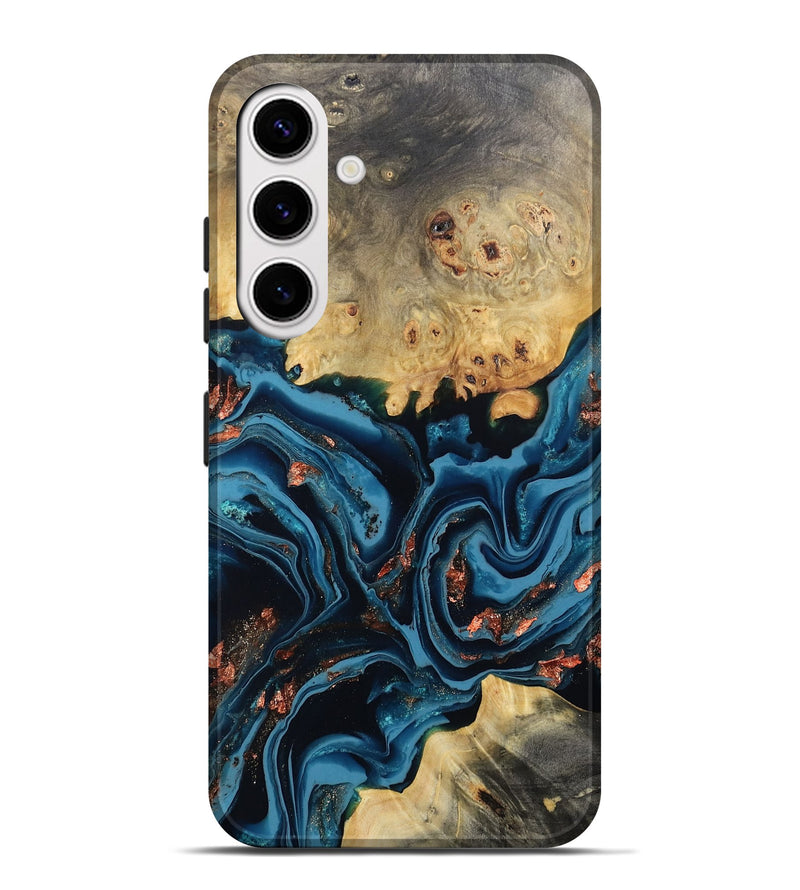 Galaxy S25 Plus Wood Live Edge Phone Case - Mason (Teal & Gold, 802430)