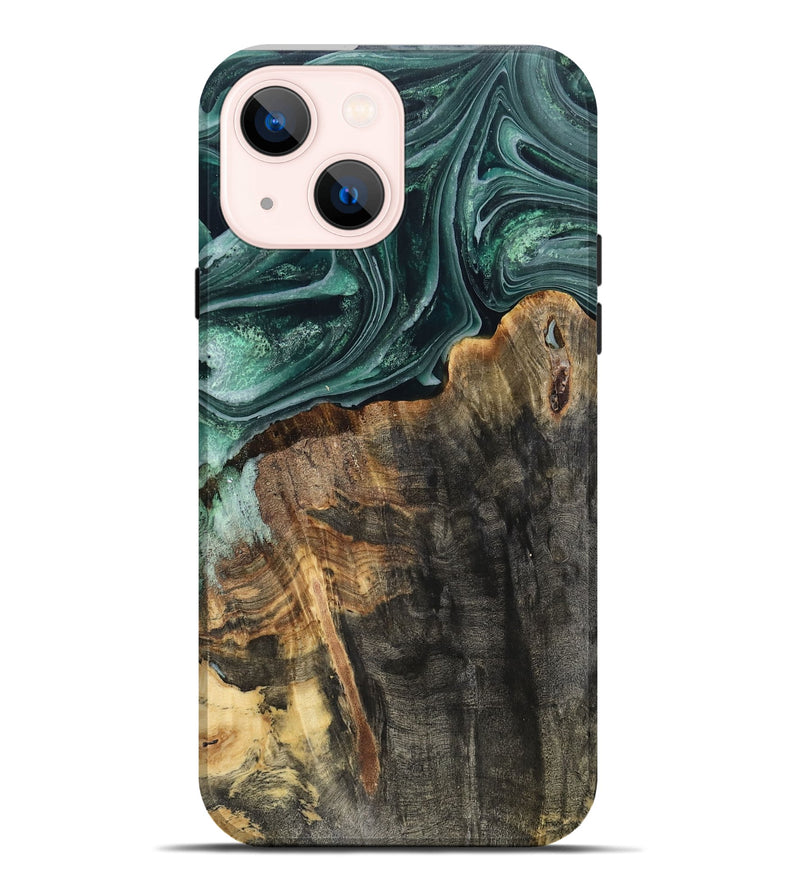 iPhone 14 Plus Wood Live Edge Phone Case - Dovie (Green, 802431)