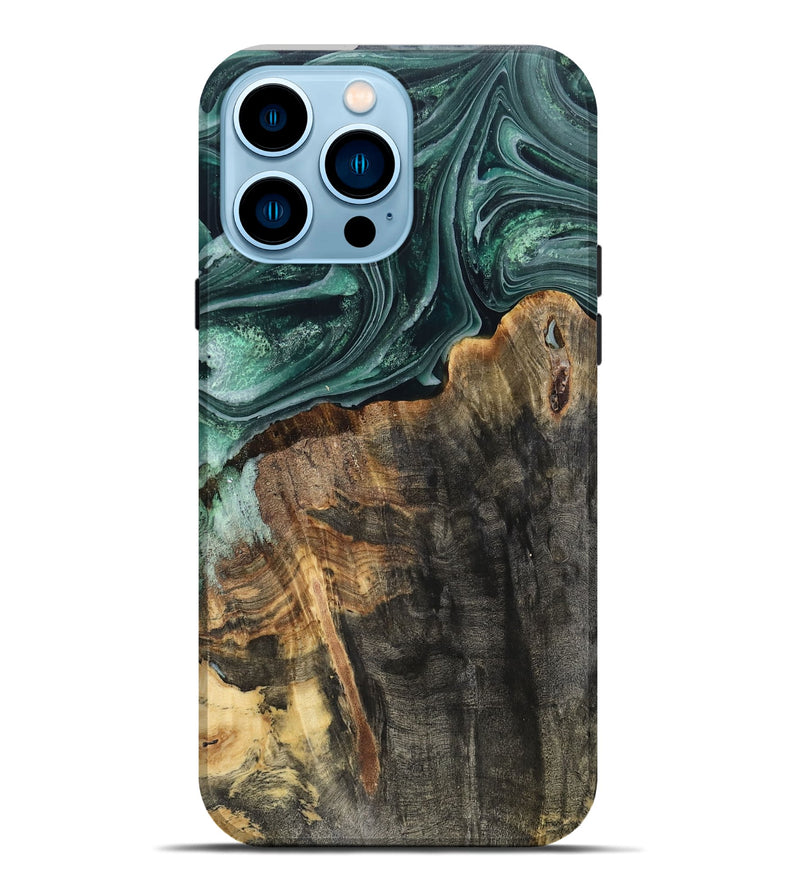 iPhone 14 Pro Max Wood Live Edge Phone Case - Dovie (Green, 802431)