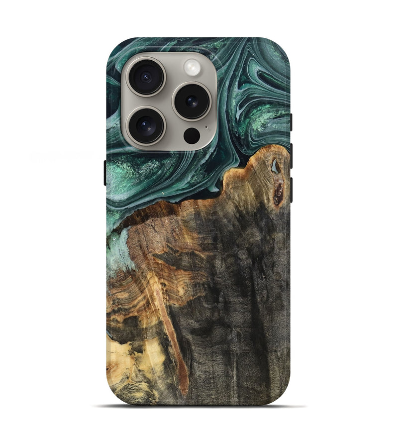 iPhone 16 Pro Wood Live Edge Phone Case - Dovie (Green, 802431)