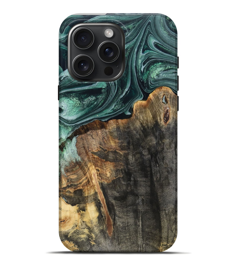 iPhone 16 Pro Max Wood Live Edge Phone Case - Dovie (Green, 802431)