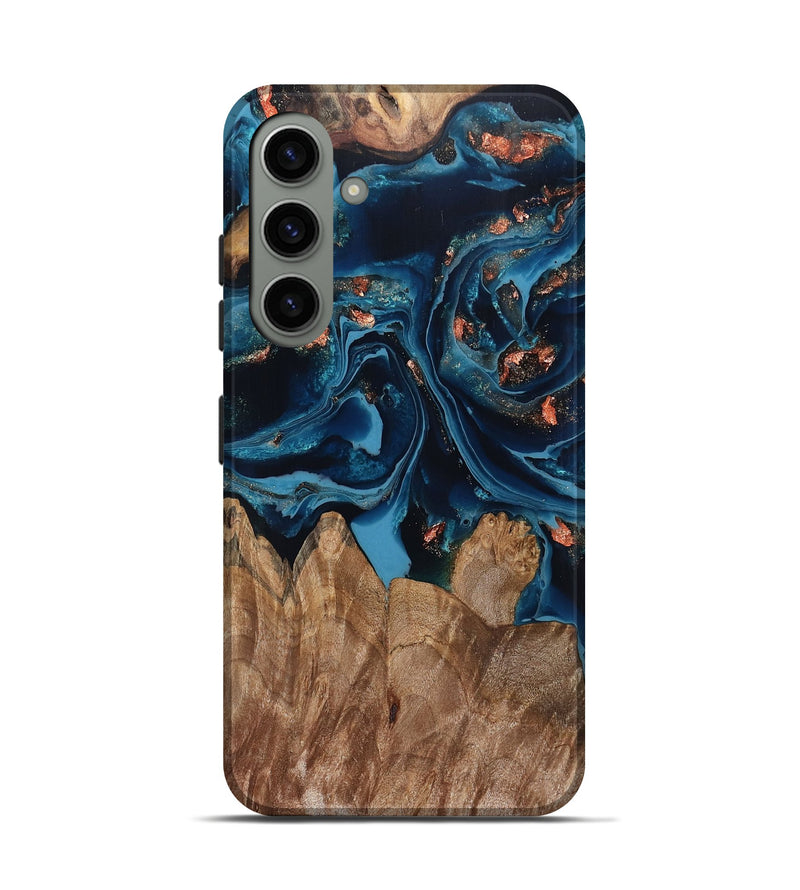 Galaxy S24 Wood Live Edge Phone Case - Hayley (Teal & Gold, 802432)