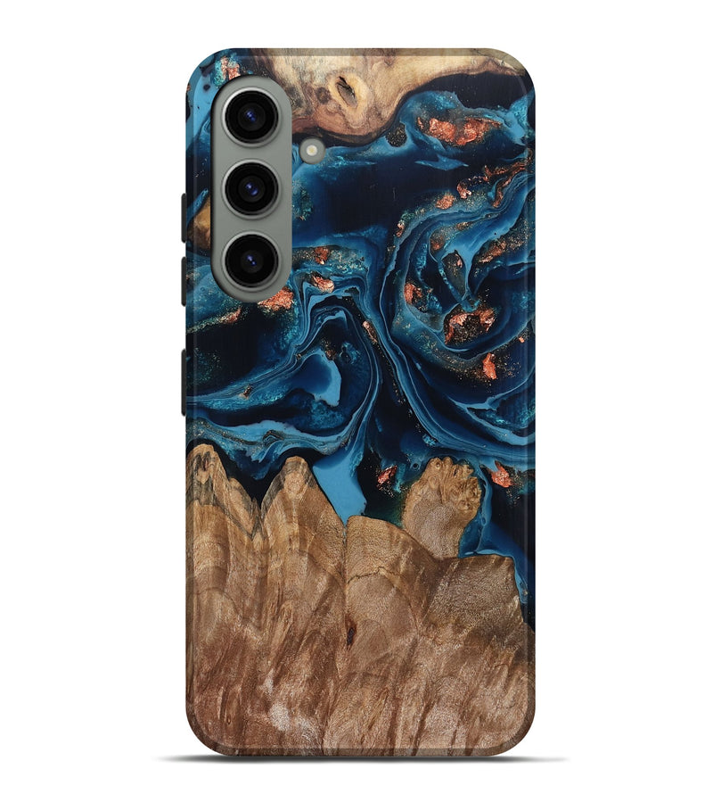 Galaxy S24 Plus Wood Live Edge Phone Case - Hayley (Teal & Gold, 802432)