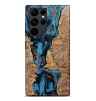 Galaxy S22 Ultra Wood Live Edge Phone Case - Kaizen (Teal & Gold, 802433)