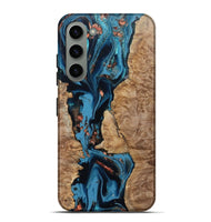 Galaxy S23 Plus Wood Live Edge Phone Case - Kaizen (Teal & Gold, 802433)