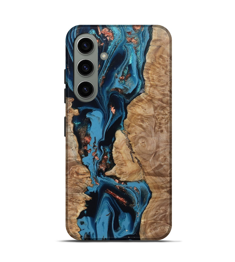 Galaxy S24 Wood Live Edge Phone Case - Kaizen (Teal & Gold, 802433)