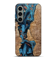 Galaxy S24 Plus Wood Live Edge Phone Case - Kaizen (Teal & Gold, 802433)