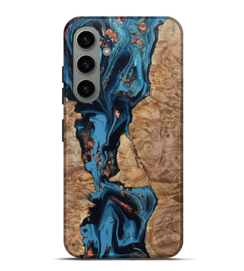 Galaxy S24 Plus Wood Live Edge Phone Case - Kaizen (Teal & Gold, 802433)