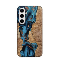 Galaxy S25 Wood Live Edge Phone Case - Kaizen (Teal & Gold, 802433)