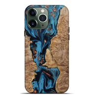 iPhone 13 Pro Max Wood Live Edge Phone Case - Kaizen (Teal & Gold, 802433)