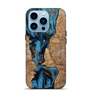 iPhone 14 Pro Wood Live Edge Phone Case - Kaizen (Teal & Gold, 802433)