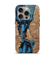 iPhone 16 Pro Wood Live Edge Phone Case - Kaizen (Teal & Gold, 802433)