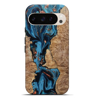 Pixel 10 Pro XL Wood Live Edge Phone Case - Kaizen (Teal & Gold, 802433)