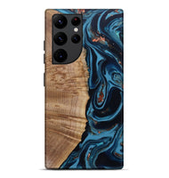 Galaxy S22 Ultra Wood Live Edge Phone Case - Cletus (Teal & Gold, 802434)