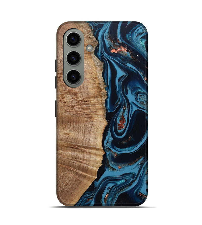 Galaxy S24 Wood Live Edge Phone Case - Cletus (Teal & Gold, 802434)