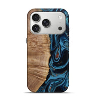 iPhone 17 Pro Wood Live Edge Phone Case - Cletus (Teal & Gold, 802434)
