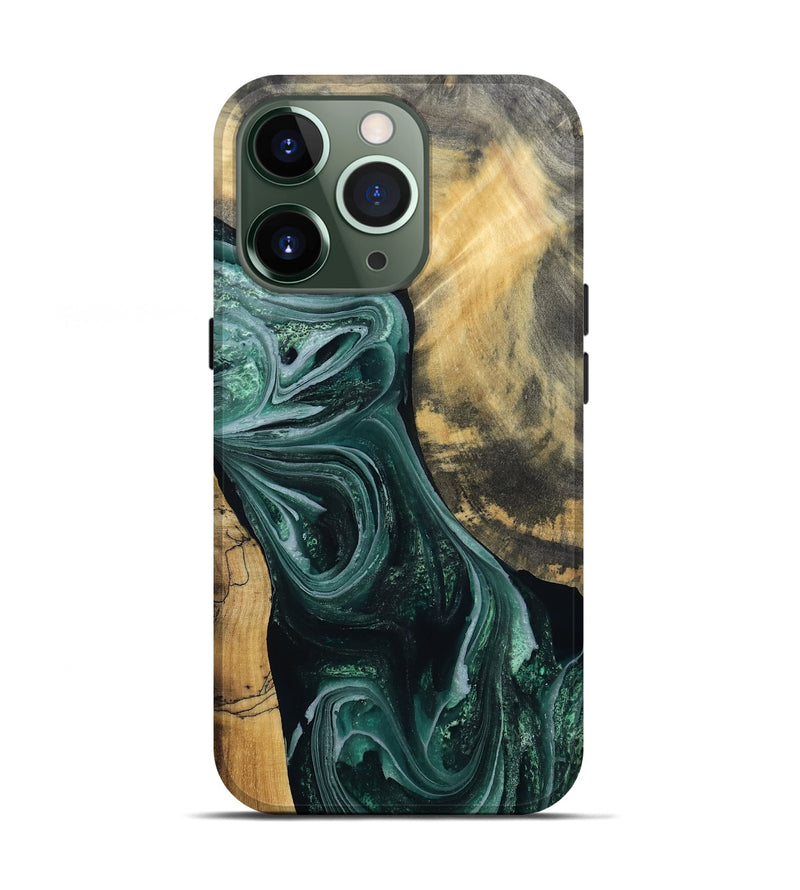iPhone 13 Pro Wood Live Edge Phone Case - Stacie (Green, 802436)
