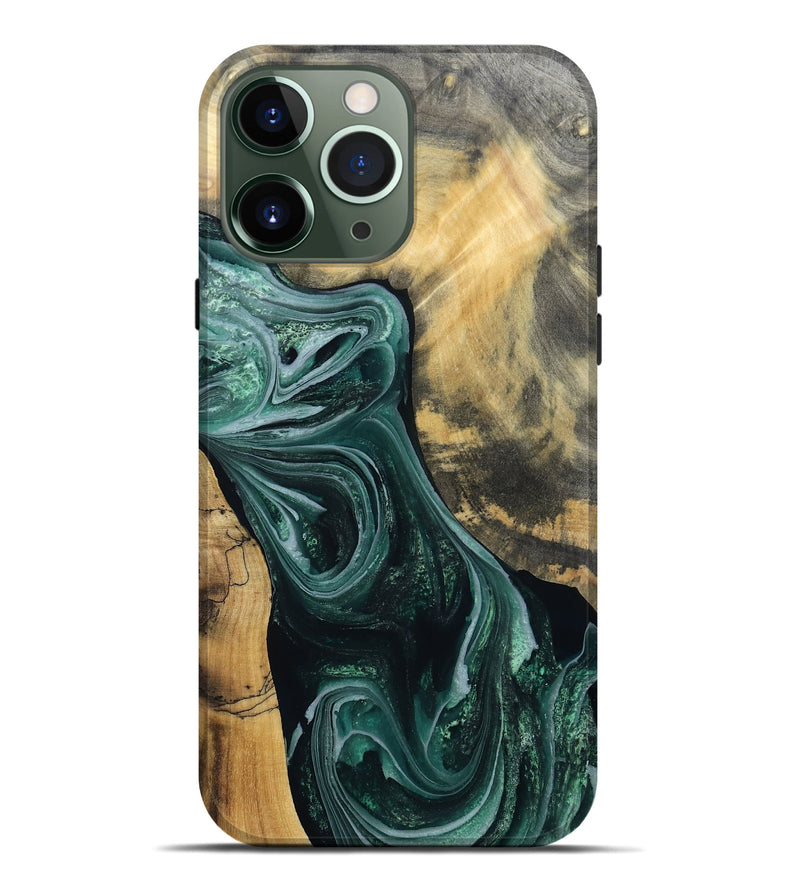 iPhone 13 Pro Max Wood Live Edge Phone Case - Stacie (Green, 802436)