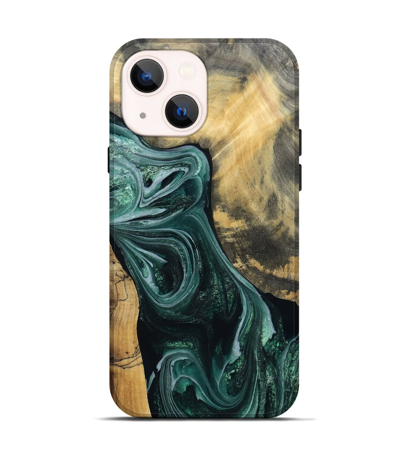 iPhone 14 Wood Live Edge Phone Case - Stacie (Green, 802436)
