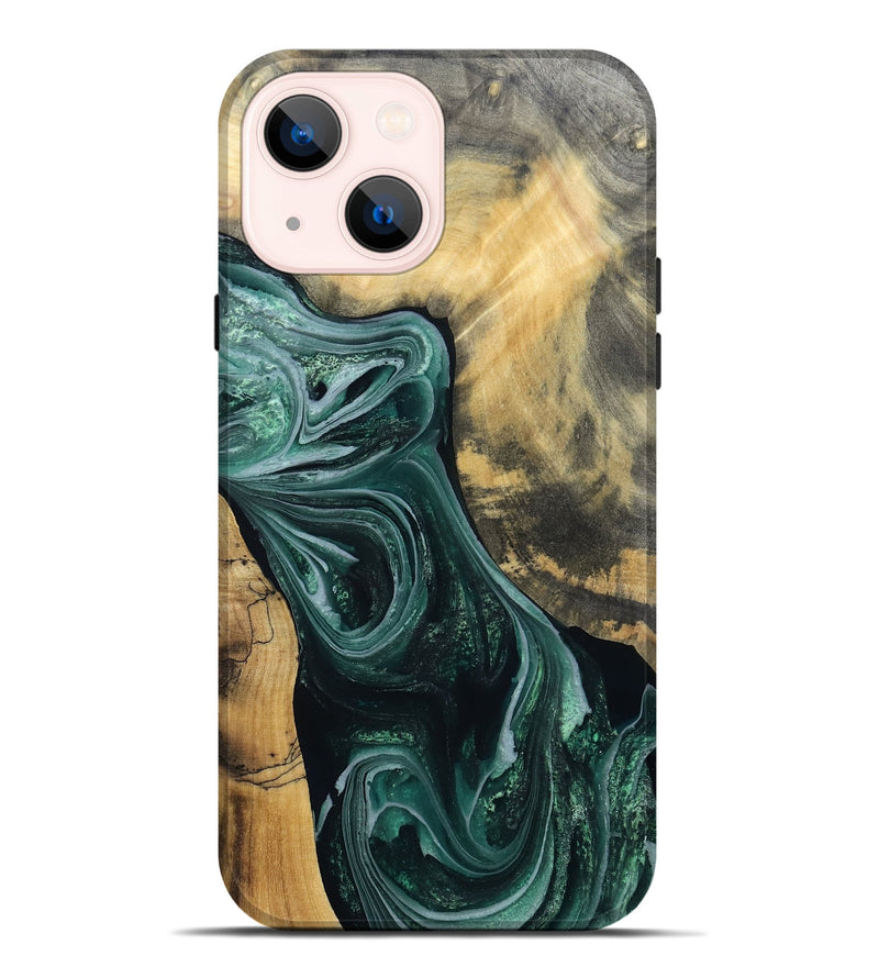 iPhone 14 Plus Wood Live Edge Phone Case - Stacie (Green, 802436)