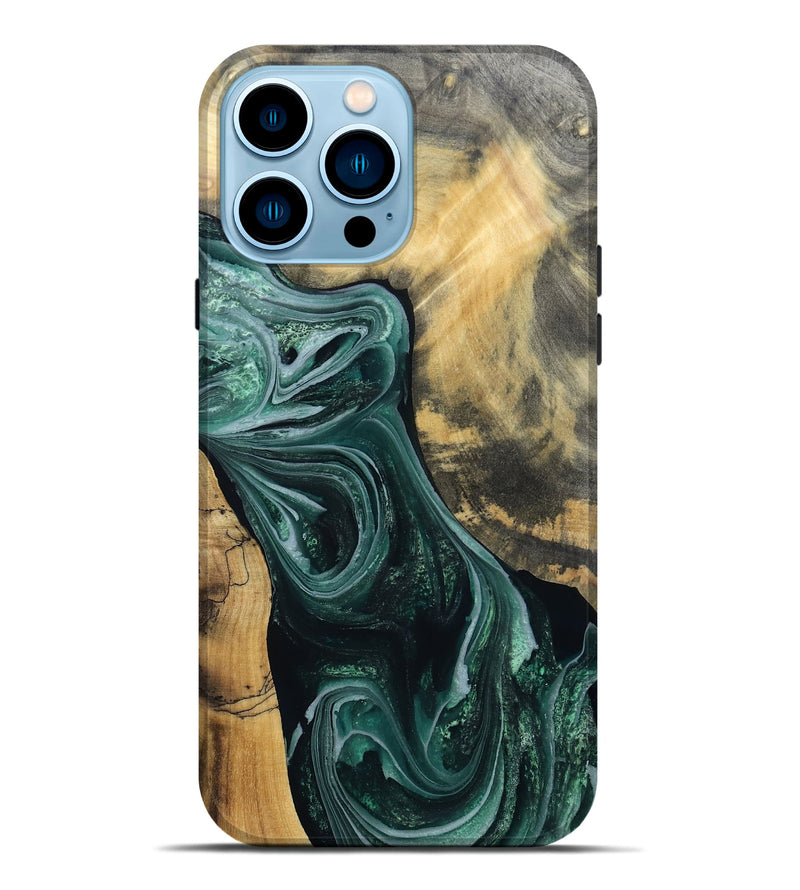iPhone 14 Pro Max Wood Live Edge Phone Case - Stacie (Green, 802436)