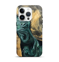 iPhone 15 Pro Wood Live Edge Phone Case - Stacie (Green, 802436)