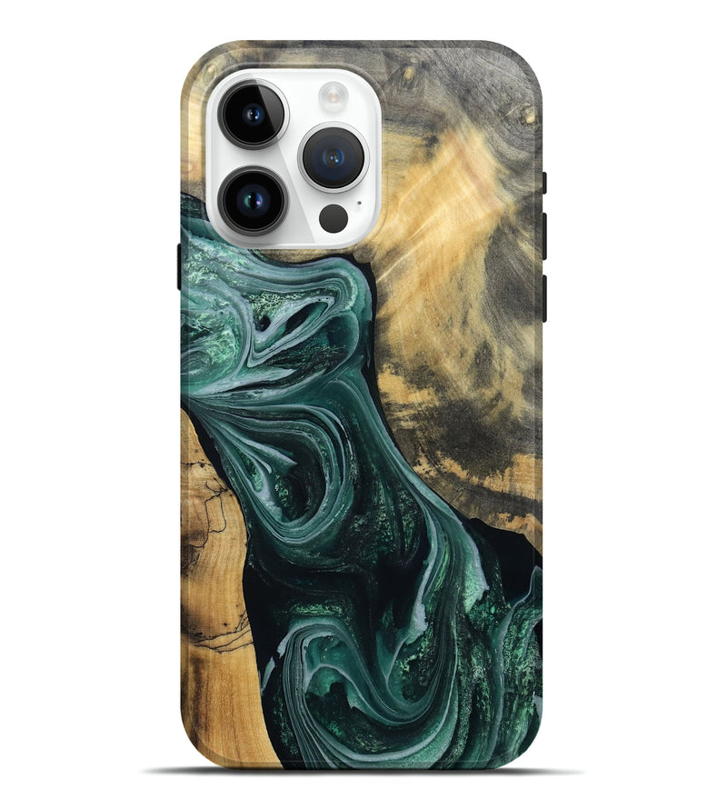 iPhone 15 Pro Max Wood Live Edge Phone Case - Stacie (Green, 802436)