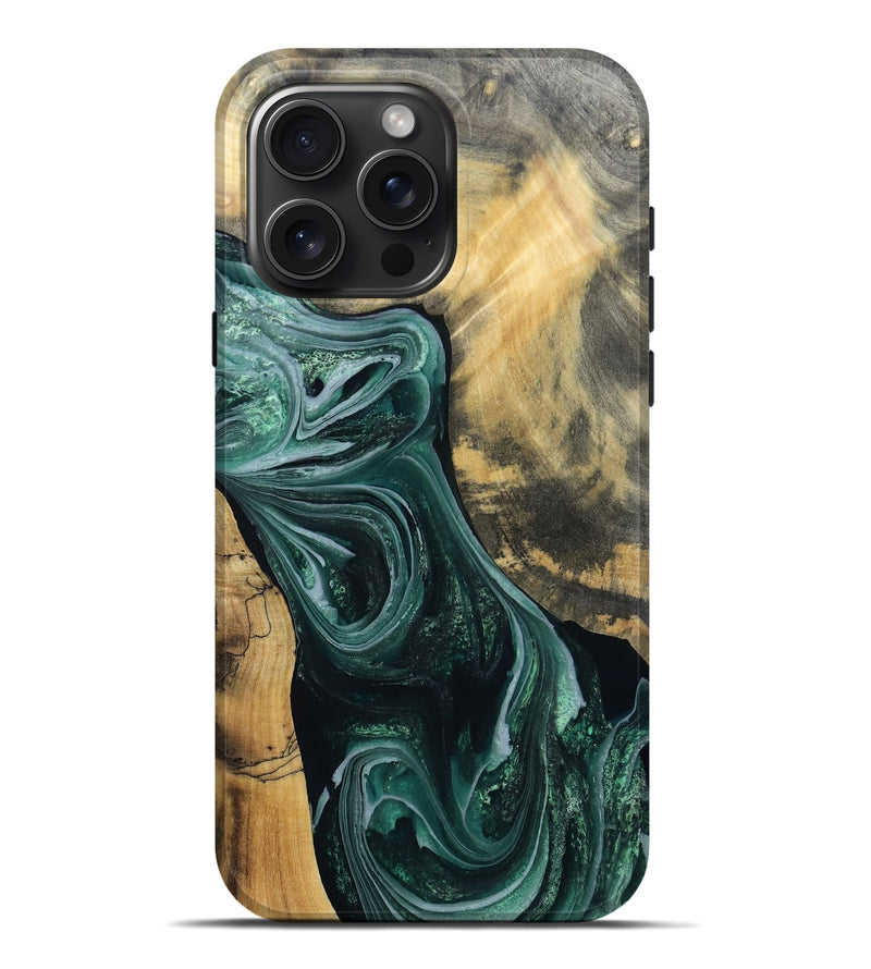 iPhone 16 Pro Max Wood Live Edge Phone Case - Stacie (Green, 802436)
