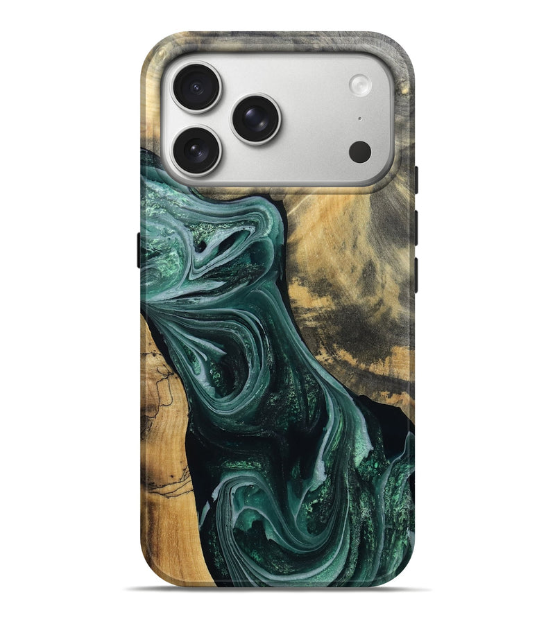 iPhone 17 Pro Max Wood Live Edge Phone Case - Stacie (Green, 802436)