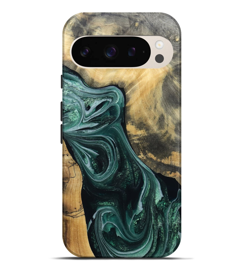 Pixel 9 Pro XL Wood Live Edge Phone Case - Stacie (Green, 802436)
