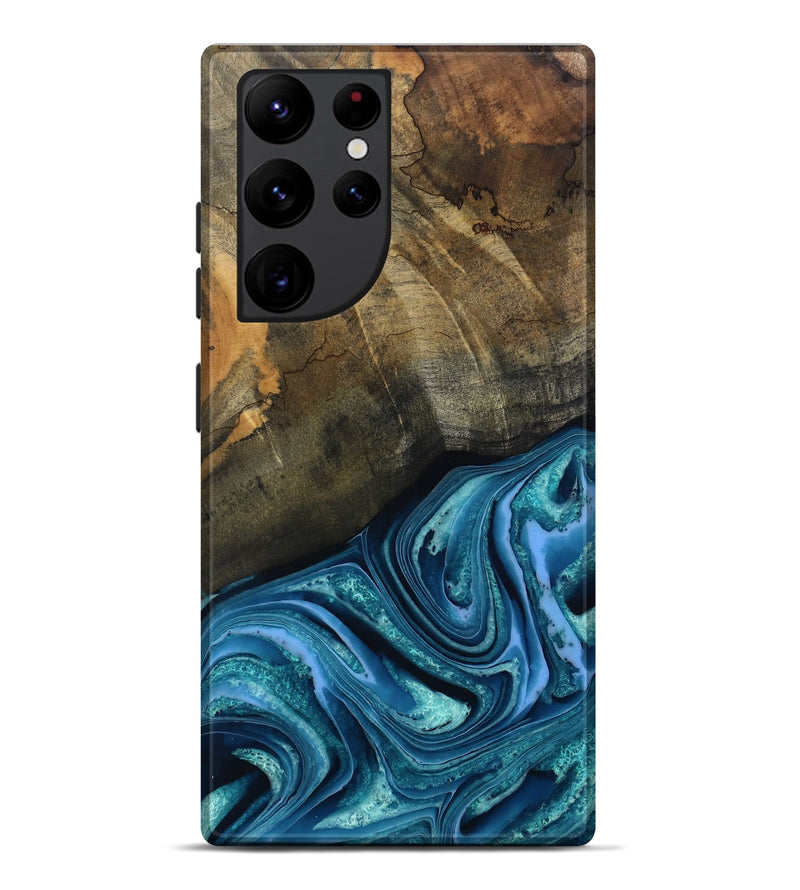 Galaxy S22 Ultra Wood Live Edge Phone Case - Moshe (Blue, 802438)
