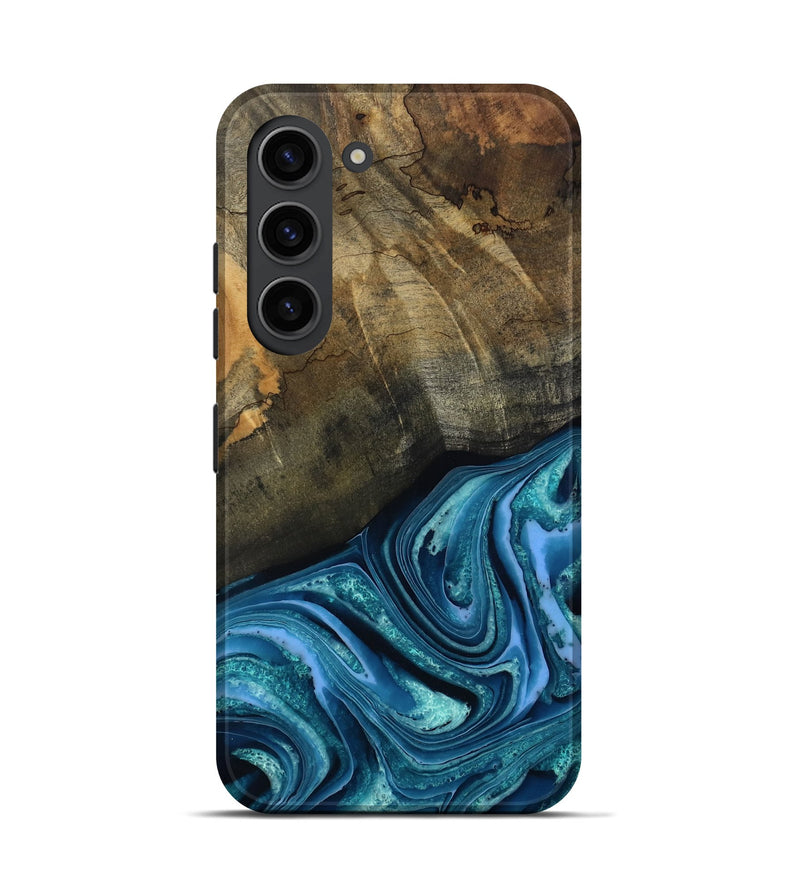Galaxy S23 Wood Live Edge Phone Case - Moshe (Blue, 802438)