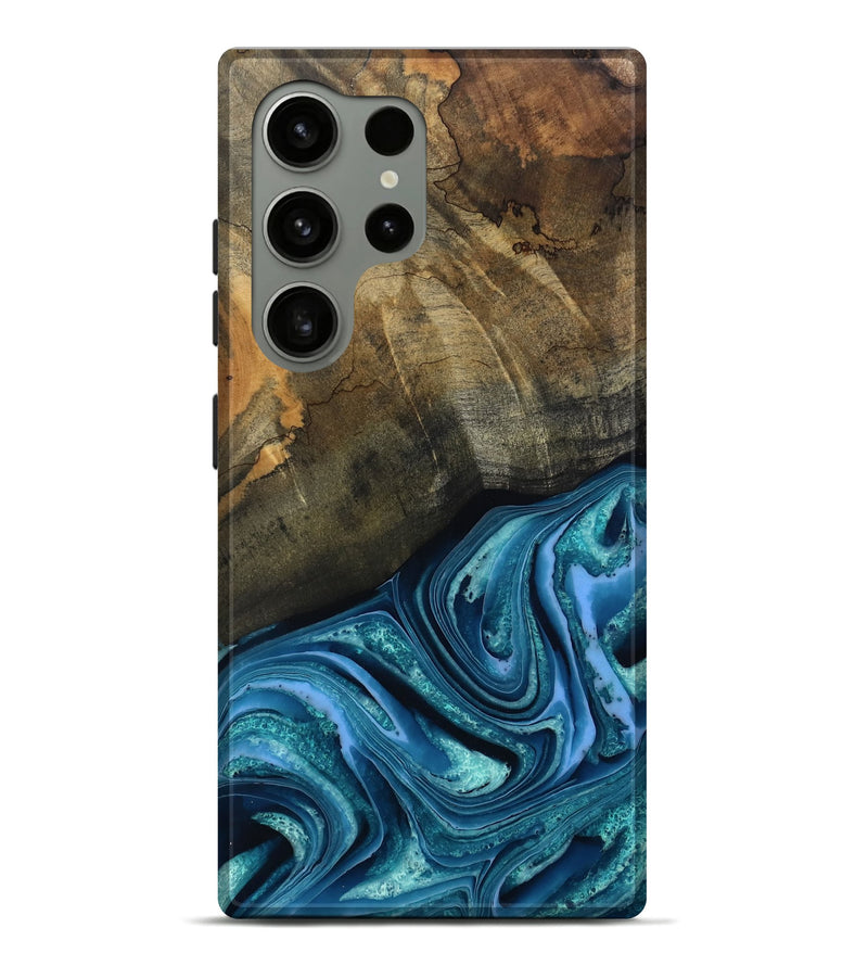 Galaxy S24 Ultra Wood Live Edge Phone Case - Moshe (Blue, 802438)