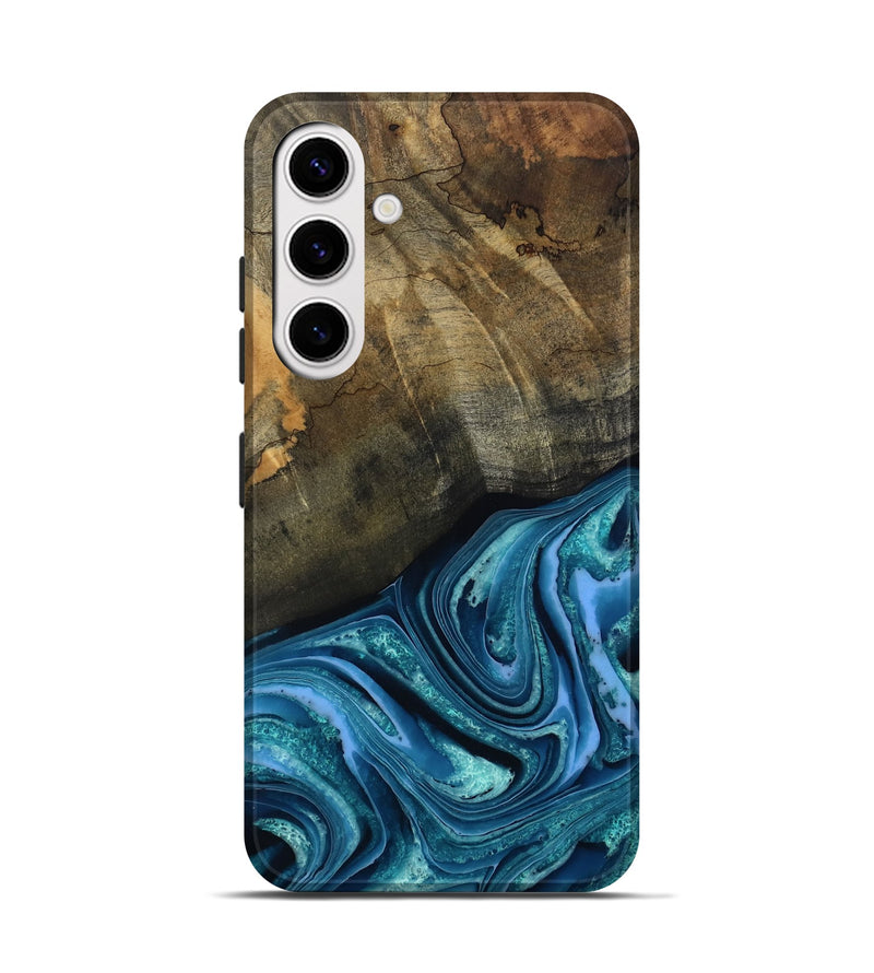 Galaxy S25 Wood Live Edge Phone Case - Moshe (Blue, 802438)