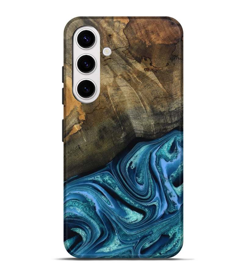 Galaxy S25 Plus Wood Live Edge Phone Case - Moshe (Blue, 802438)