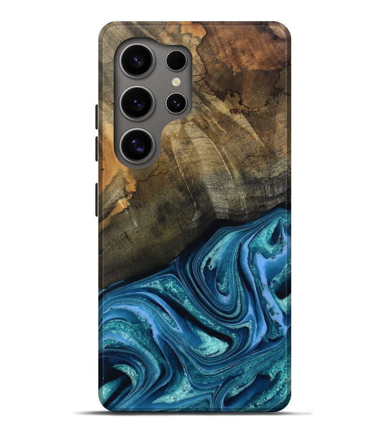 Galaxy S25 Ultra Wood Live Edge Phone Case - Moshe (Blue, 802438)