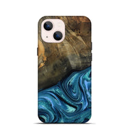 iPhone 13 mini Wood Live Edge Phone Case - Moshe (Blue, 802438)