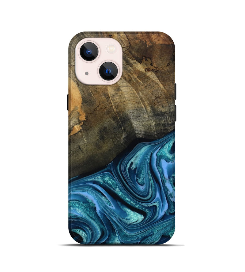 iPhone 13 mini Wood Live Edge Phone Case - Moshe (Blue, 802438)