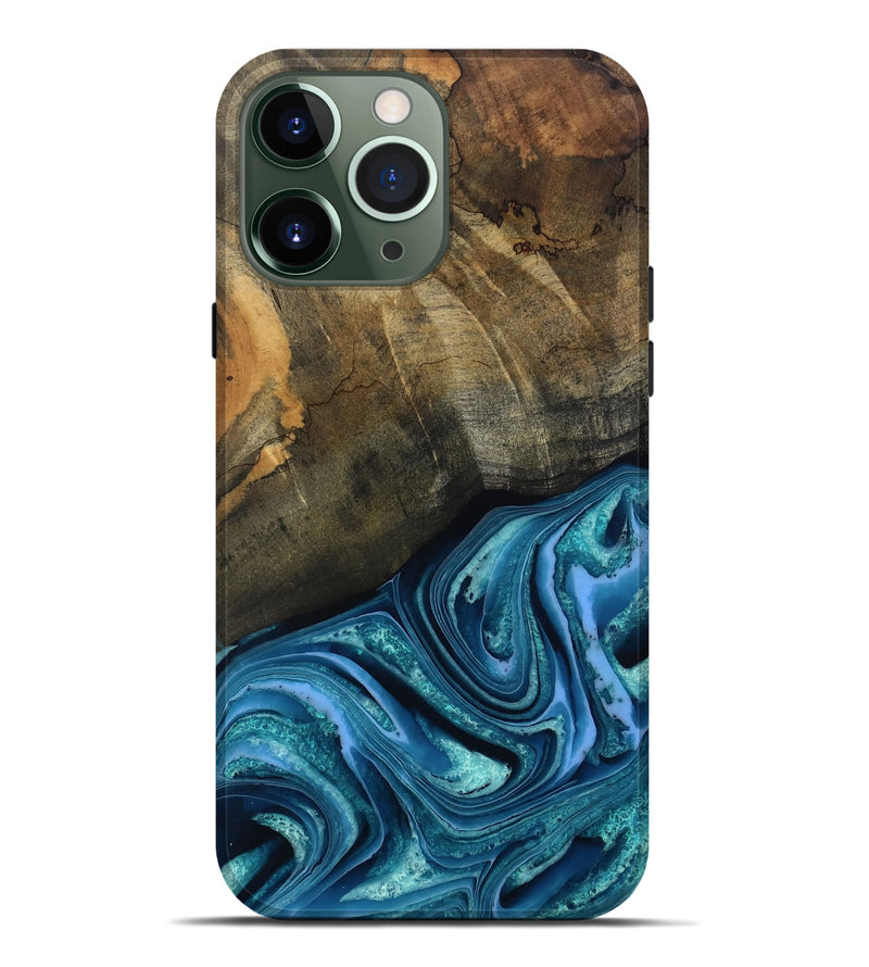 iPhone 13 Pro Max Wood Live Edge Phone Case - Moshe (Blue, 802438)