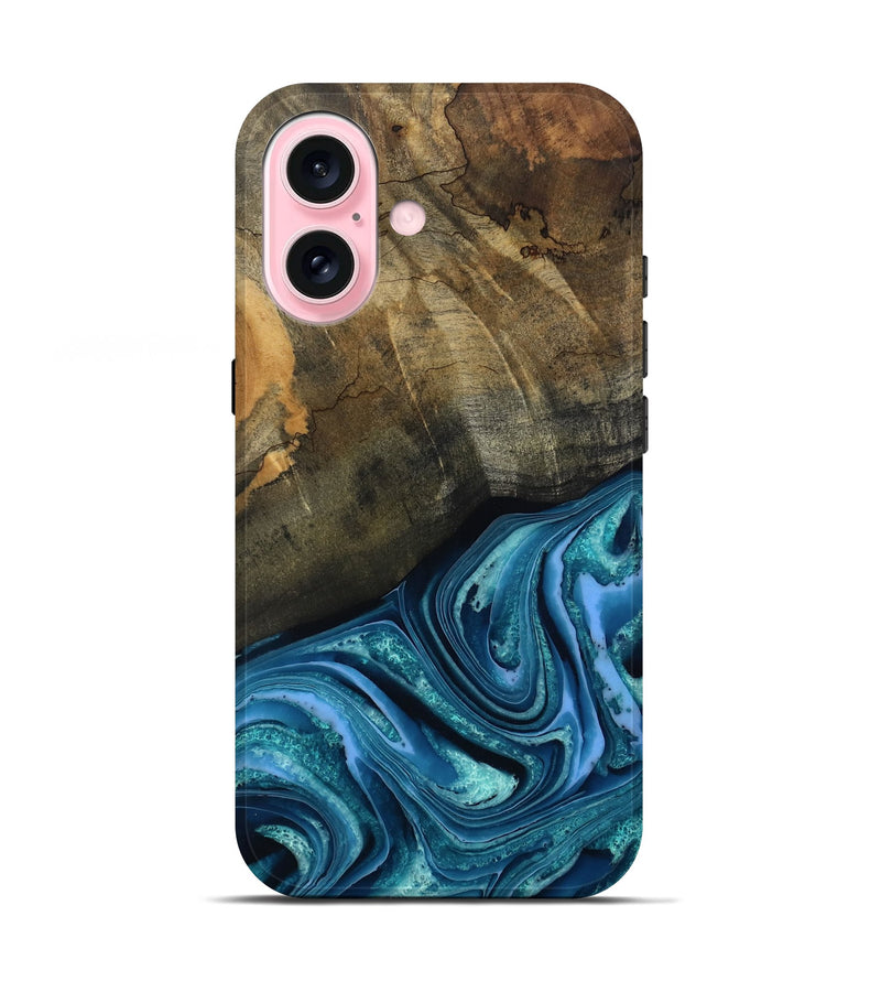 iPhone 17 Wood Live Edge Phone Case - Moshe (Blue, 802438)