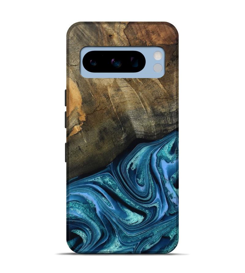 Pixel 8 Pro Wood Live Edge Phone Case - Moshe (Blue, 802438)